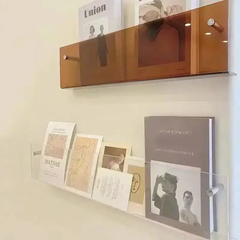 Murale acrylique étagère de rangement transparente avec magazines et livres pour enfants