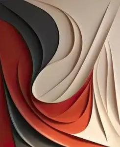 Tableau artistique abstrait 3D moderne, affiche abstraite sur toile avec design contemporain en rouge, noir et beige