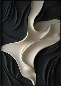 Tableau artistique abstrait 3D en toile noire et beige – Affiche moderne et élégante, parfaite pour un intérieur contemporain.